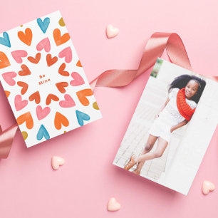 Invitación Be Mine Retro Hearts Classroom Valentine