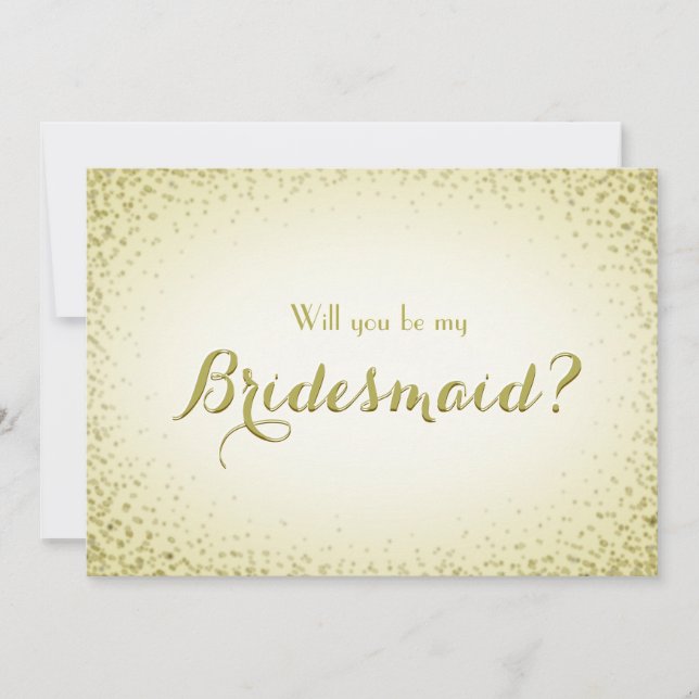 Invitación Be My Bridesmaid Golden Purpurina Confetti (Anverso)