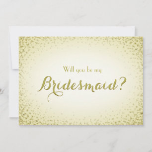 Invitación Be My Bridesmaid Golden Purpurina Confetti
