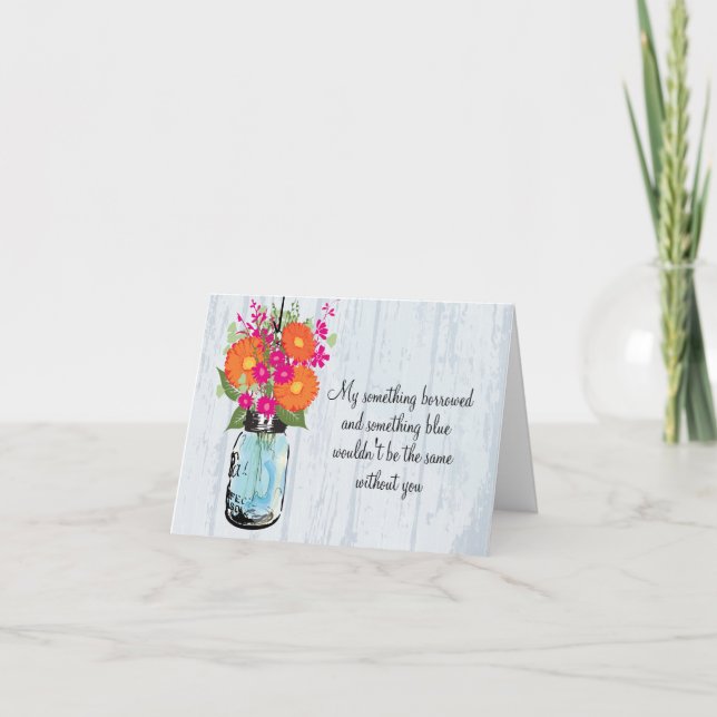 Invitación Be My Bridesmaid Mason Jar Gerber Daisies (Anverso)