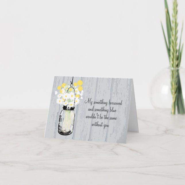 Invitación Be My Bridesmaid - Mason Jar & Wildflowers (Anverso)