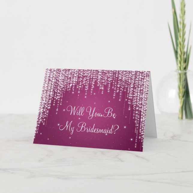 Invitación Be My Bridesmaid Night Dazzle Berry Pink (Anverso)