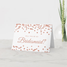 Invitación Be My Bridesmaid Rosa Purpurina de oro Confetti Wh