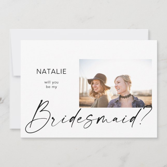 Invitación Be My Bridesmaid Small Photo Landscape Propuesta E (Anverso)