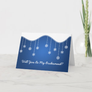 Invitación Be My Bridesmaid Snowflake Decoración Azul