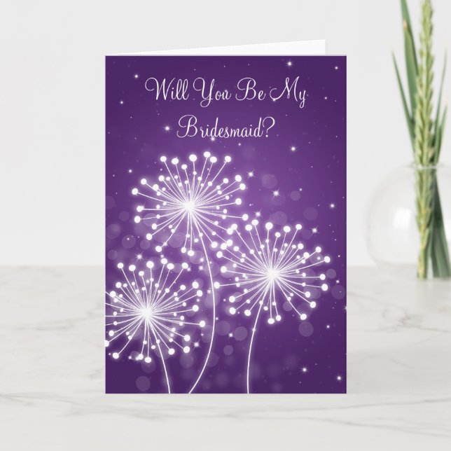 Invitación Be My Bridesmaid Summer Sparkle Purple (Anverso)
