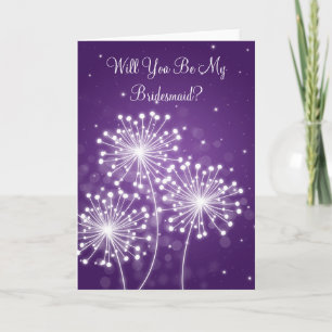 Invitación Be My Bridesmaid Summer Sparkle Purple