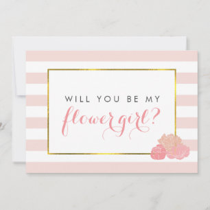 Invitación Be my Flower Girl Card   Rayo rosa Rubor Peony