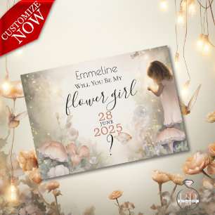 Invitación Be My Flowergirl Fairy Woodland Haven