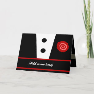 Invitación Be My Groomsman Wedding Invite - Tuxedo con Rosa