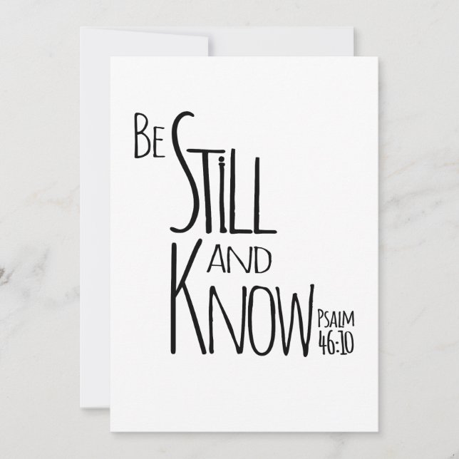 Invitación Be Still Now Vintatge Christian Inspirador Typo (Anverso)