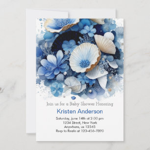 Invitación Beach Adventure Sea Shell Boy Baby Shower