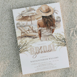 Invitación Beach Afro Bridal Shower Pastel Watercolor