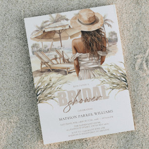 Invitación Beach Afro Bridal Shower Pastel Watercolor