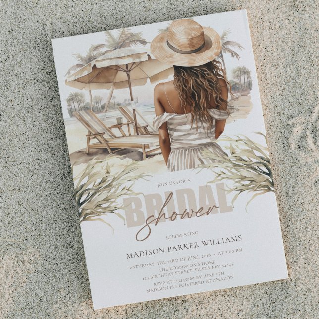 Invitación Beach Afro Bridal Shower Pastel Watercolor (Subido por el creador)