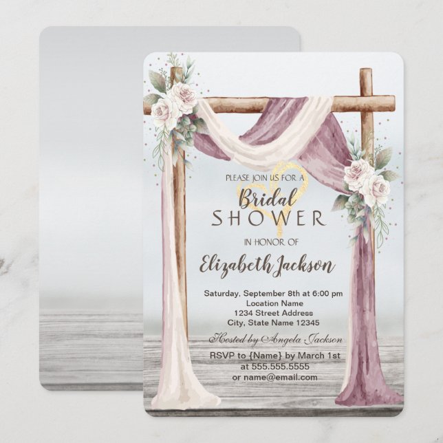 Invitación Beach Arbor Bridal Shower (Anverso / Reverso)