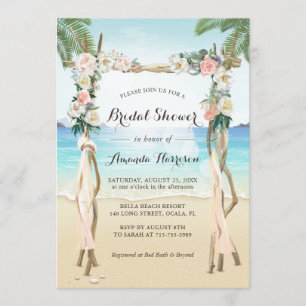 Invitación Beach Arbour Arch Floral Tropical Bridal Shower