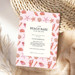Invitación Beach Babe Coastal Seashell Summer Baby Shower