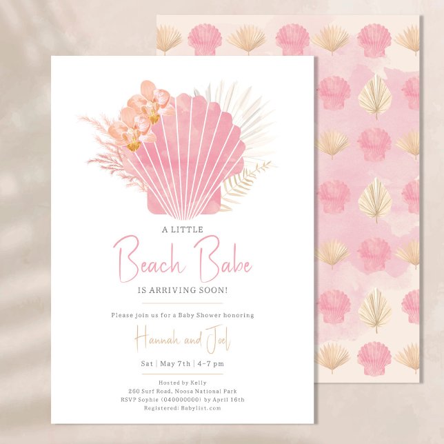 Invitación Beach Babe Shell Ocean Chica Baby Shower (Subido por el creador)