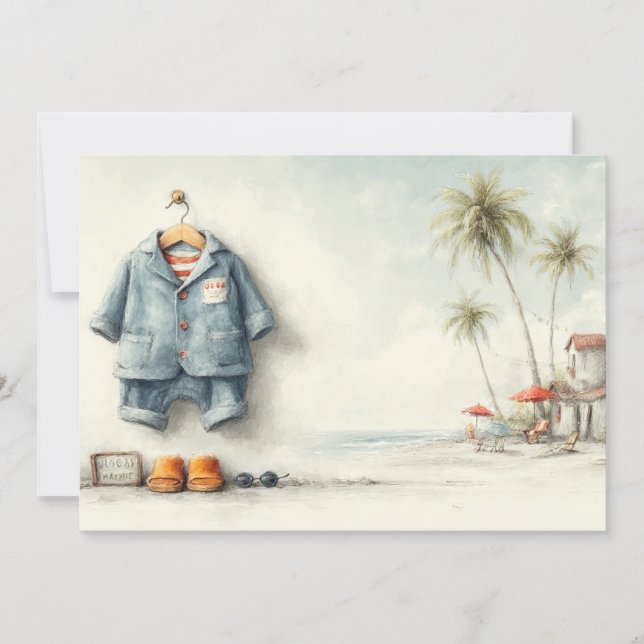 Invitación Beach Baby Bash - Fiesta del primer cumpleaños (Anverso)