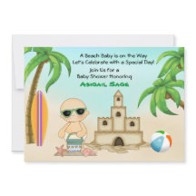 Beach Baby Sandcastle y Surfboard Baby Shower