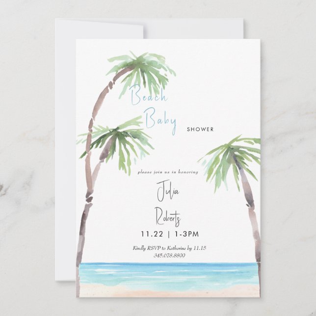 Invitación Beach Baby Tropical Baby Shower (Anverso)