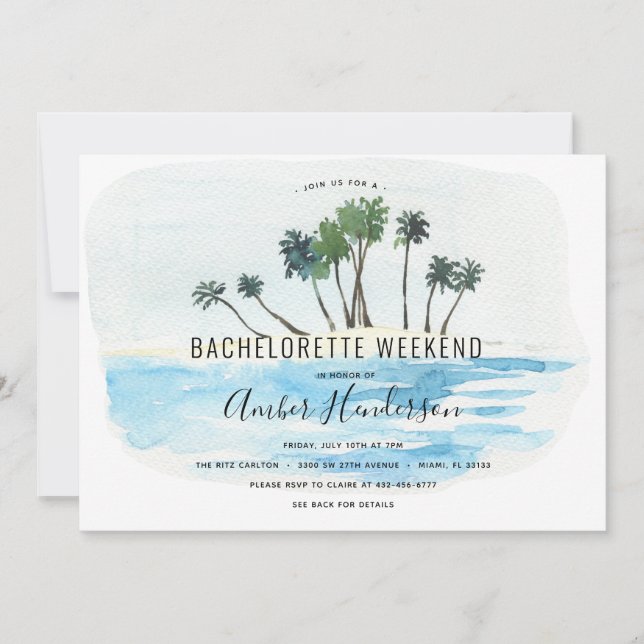 Invitación Beach Bachelorette Itinerary (Anverso)