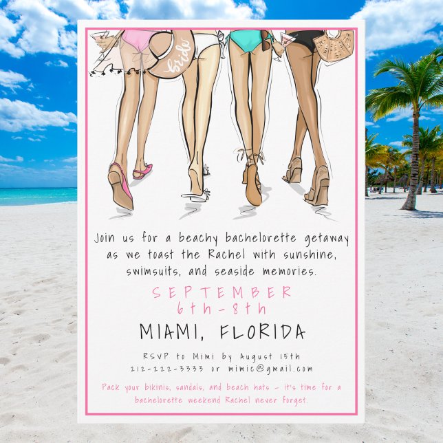 Invitación Beach Bachelorette Party Destination Bride Squad  (Subido por el creador)