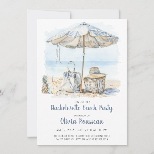 Invitación Beach Bachelorette Party Watercolor (Anverso)