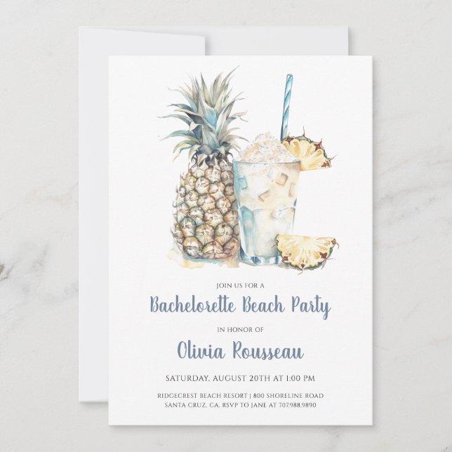 Invitación Beach Bachelorette Party Watercolor (Anverso)