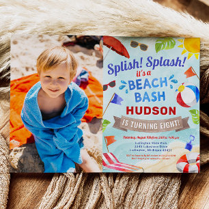 Invitación Beach Bash Summer Boy Foto de cumpleaños