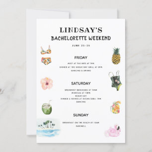 Invitación Beach Bikini Bachelorette Itinerary