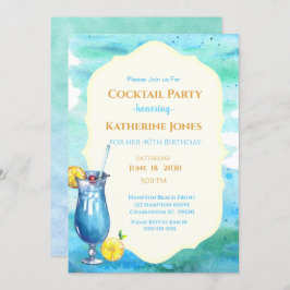 Invitación Beach Birthday Cocktail Fiesta Blue Lagoon