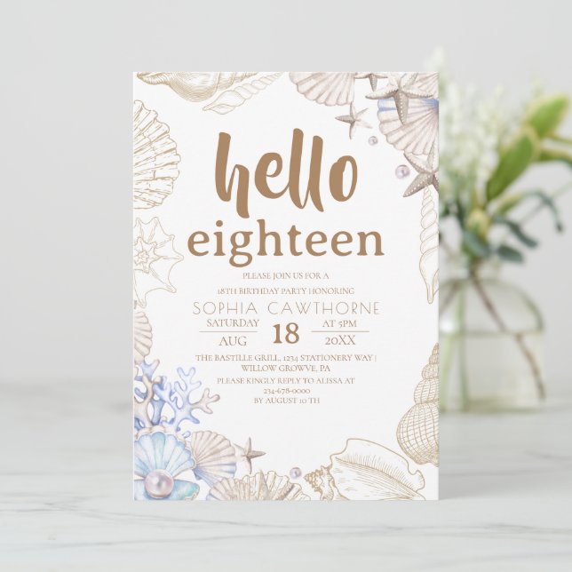 Invitación  Beach Birthday Party (Anverso de pie)