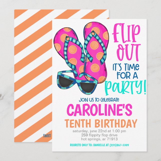 Invitación Beach Birthday Party Invitation (Anverso / Reverso)