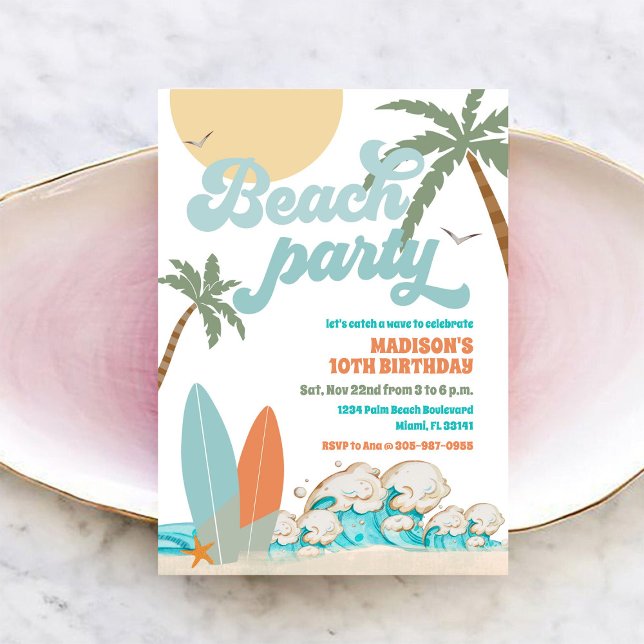 Invitación Beach Birthday Party Invitation (Subido por el creador)