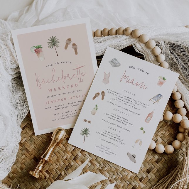 Invitación Beach Boho Bachelorette Weekend Itinerary & & (Subido por el creador)