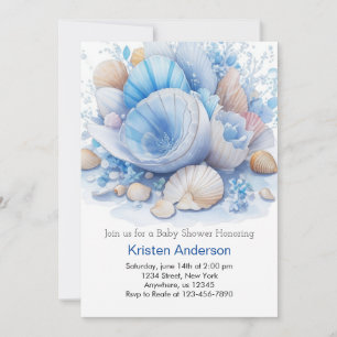 Invitación Beach Boho Seashell Adventure Boy Baby Shower