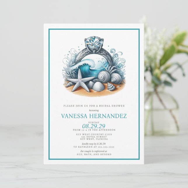 Invitación Beach Bridal Shower (Anverso de pie)