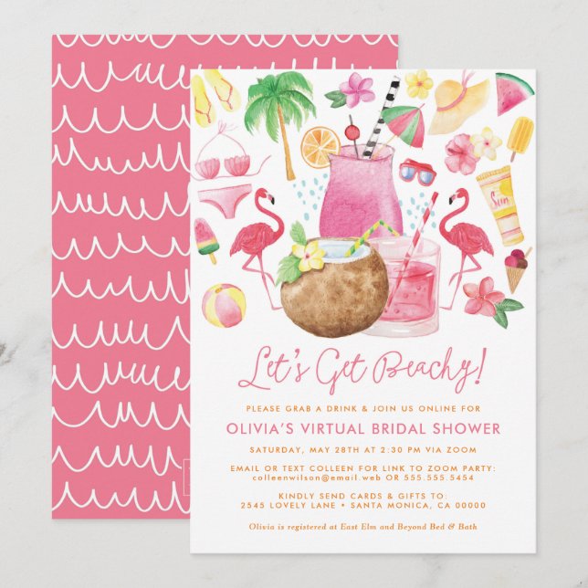 Invitación Beach Bridal Shower (Anverso / Reverso)
