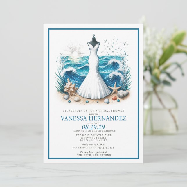 Invitación Beach Bridal Shower (Anverso de pie)