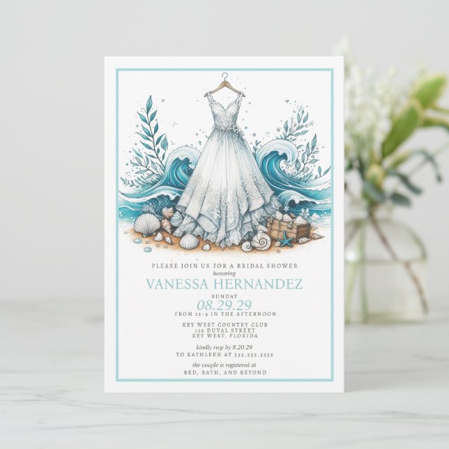 Invitación Beach Bridal Shower (Anverso de pie)