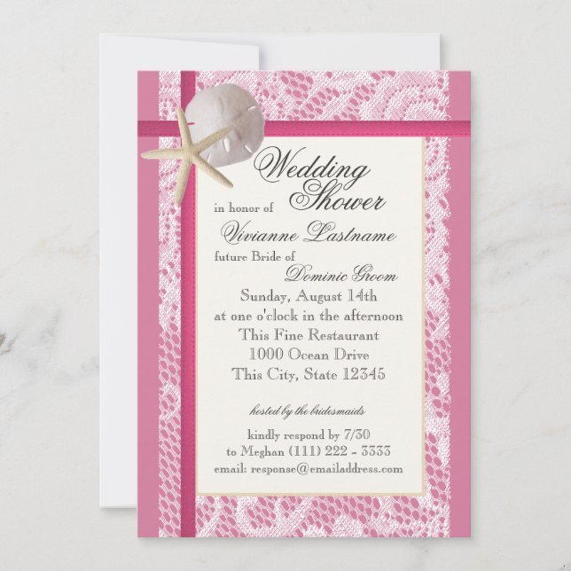 Invitación Beach Bridal Shower Pink (Anverso)