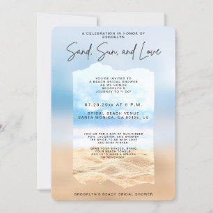Invitación Beach Bridal Shower Sand Sun Y Love