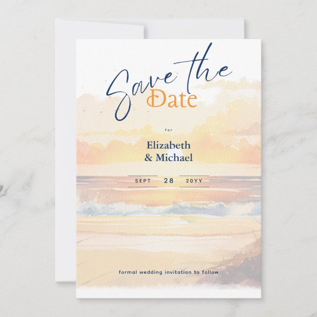 Invitación Beach Bridal Shower Sunset Coastal Salven Las Fech (Anverso)