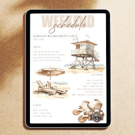 Invitación Beach Bridal Shower Weekend Itinerary