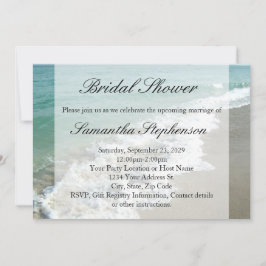 Invitación Beach Bridal Shower, White Ocean Surf