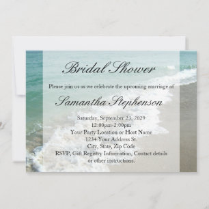 Invitación Beach Bridal Shower, White Ocean Surf