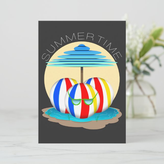 Invitación Beach Buddies Beat the Heat: Sun's Out, Fins Out! (Anverso de pie)