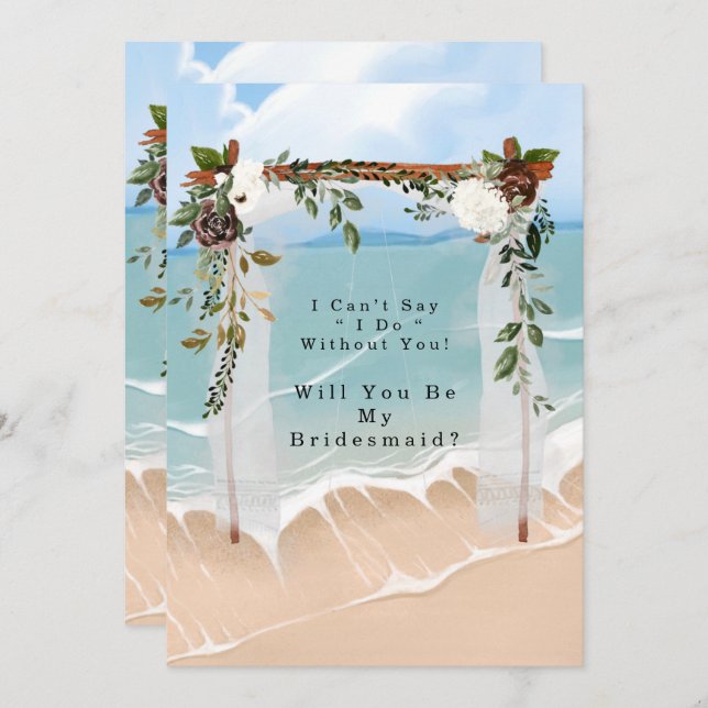 Invitación Beach Canopal Floral Serás Mi Novia (Anverso / Reverso)